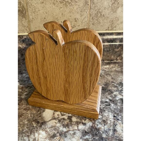 Vintage Hand Made Wooden Apple Napkin Holder - Picture 3 of 5